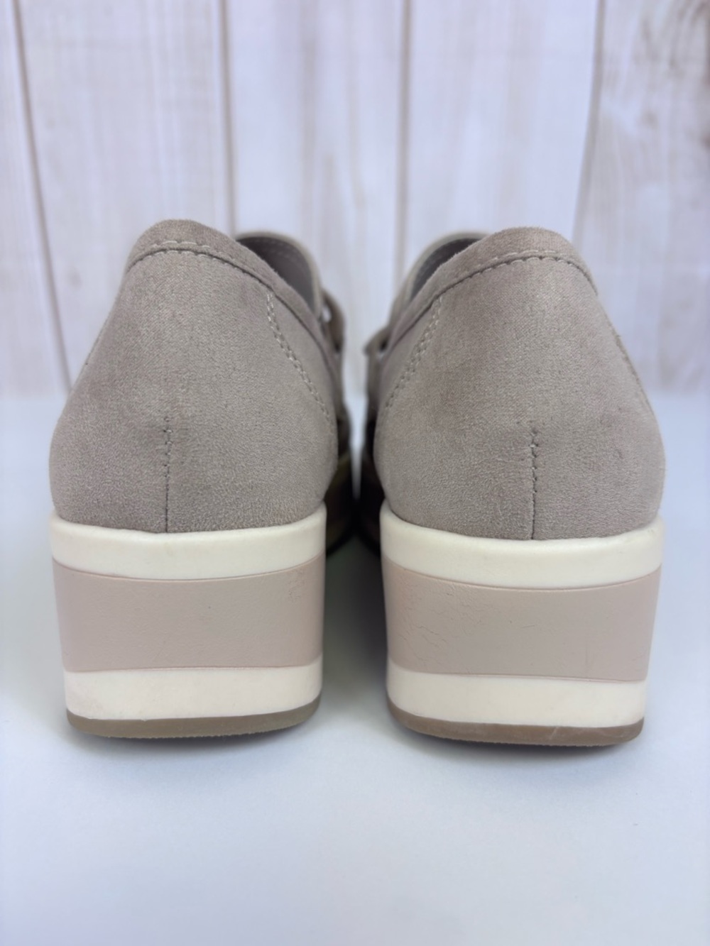 Madden NYC Platform Slip-On Loafer Chain Detail Chunky Sneakers Taupe Size 7 - Picture 8 of 16